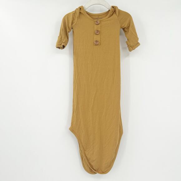 Caden Lane Newborn Baby Bamboo Long Sleeve Knotted Sleep Gown Size 0-3M Mustard - Picture 1 of 6